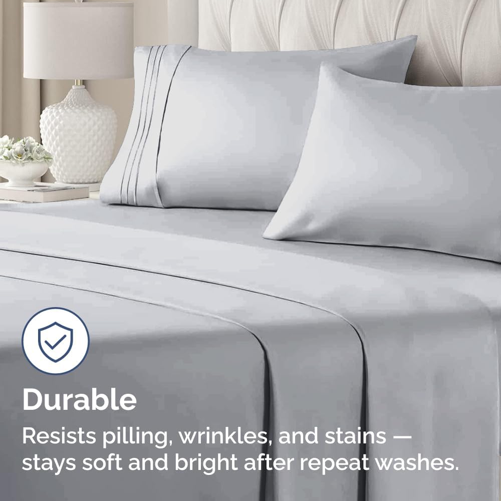 CGK Unlimited Queen Size Microfiber Pillowcase Set of 4 - Soft, Premium Quality, Machine Washable, 20x40, 20x36 & 20x48 Pillows for Sleeping - Steel Blue