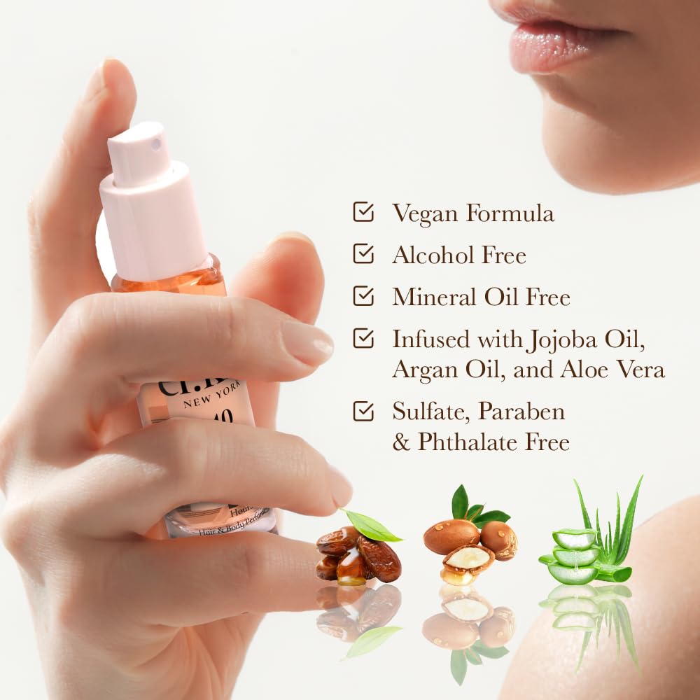 EL:KISS Hair Perfume & Body Mist, Gorgeous Jasmine Inspired by Guc. Flora Eau de Toilette 30mL (1.01 Fl Oz), Hydrating & Long-Lasting, Alcohol & Mineral Oil-Free, With Jojoba, Argan Oil & Aloe Vera