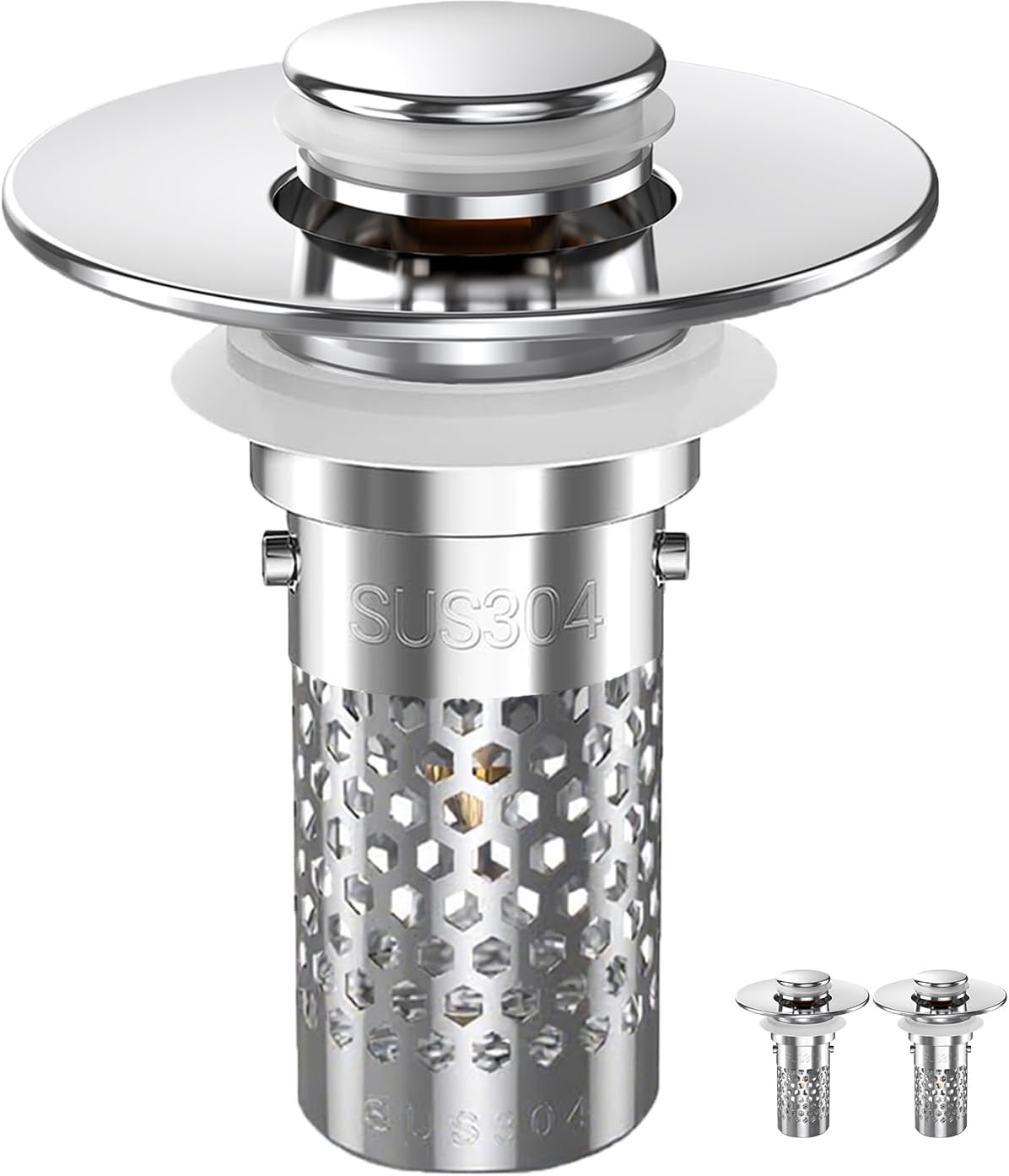 Sink Stopper Hair Catcher(New-2PCS), Pop-up Sink Drain Strainer with Removable Stainless Steel Strainer Basket Hair Catcher, Bathroom Sink Strainer for Bathroom Sink Stopper Replacement.