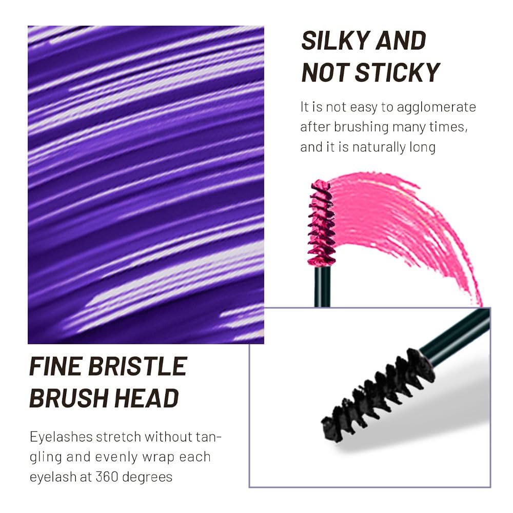 Colored Mascara for Eyelashes, Voluminous Colorful Mascara Set, Pink Blue Purple White Brown Black Lash Pack - Lengthening, Defining, Curling, Multiplying Formula, Cruelty-Free & Waterproof