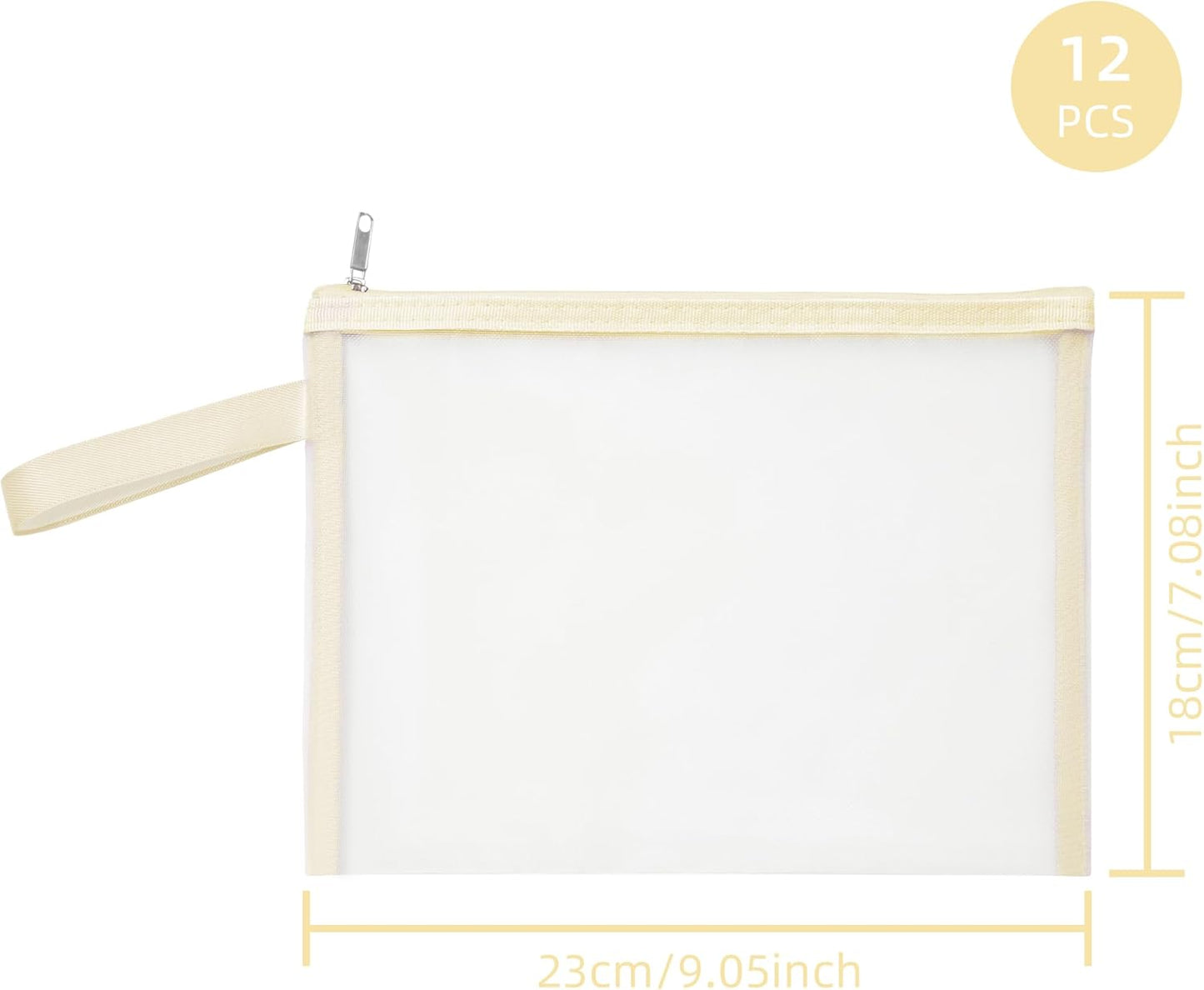 12 Psc Mesh Zipper Pouch Bags,Small Comestic Makeup Bage For Travel, Purse Organizer Pouches (Mike White, A5*12)