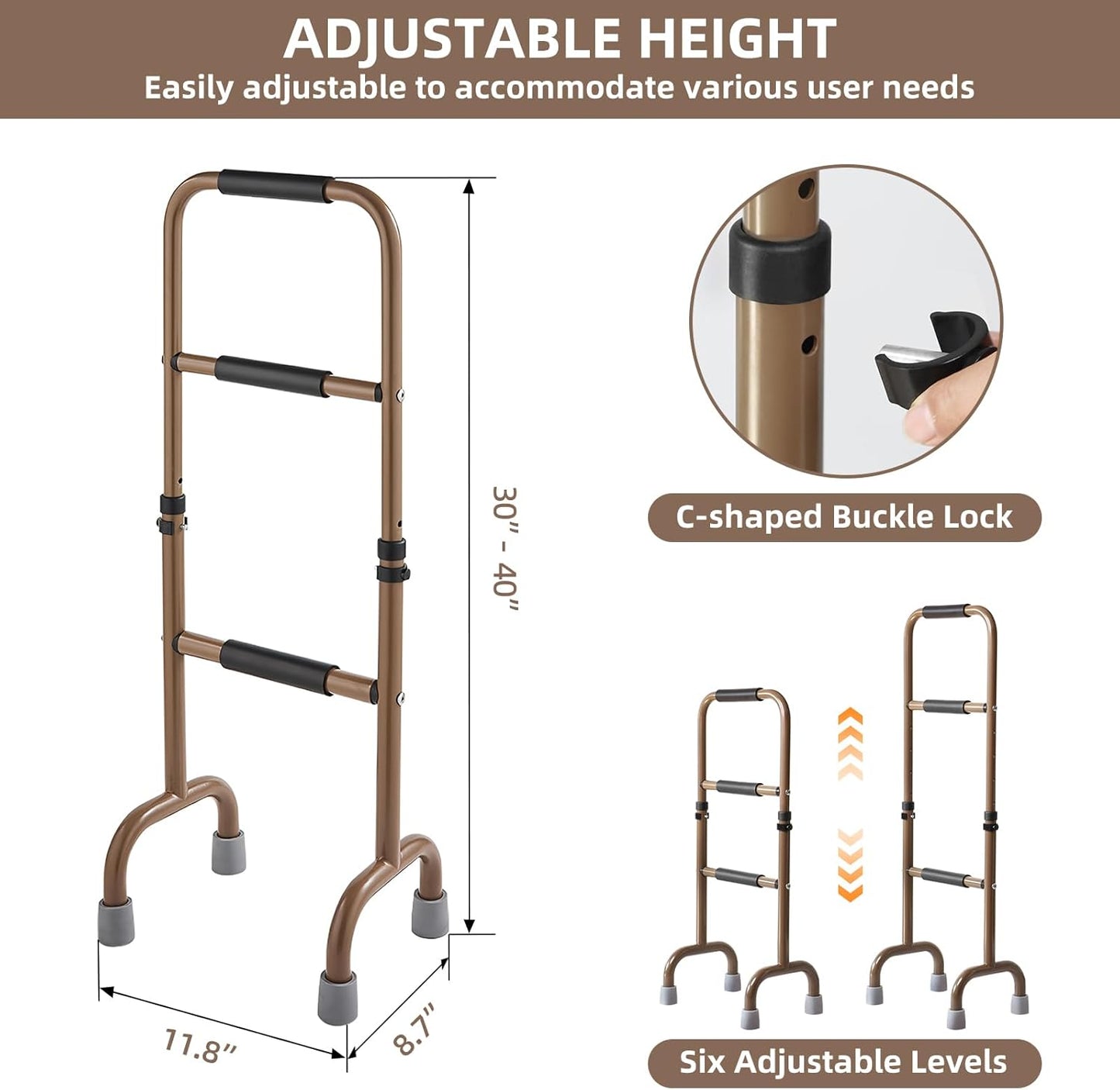 Adjustable Stand Assist Aid for Elderly - Aluminium Sit to Stand Assist, Stable Help to Stand and Move Lift Assist for Elderly, with Anti-Slip Protector, Help Seniors Stand Up from Chair Bed, Khaki