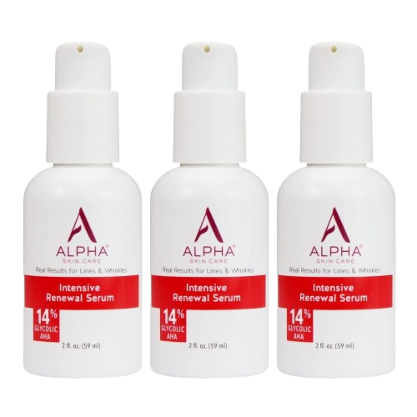 Alpha Skin Care Renewal Serum, 14% Glycolic AHA, Anti-Aging Formula, Reduces Lines & Wrinkles, Alpha Hydroxy Acid Exfoliates & Evens Skin Tones, Rejuvenates & Hydrates, 2 Oz, Pack of 3