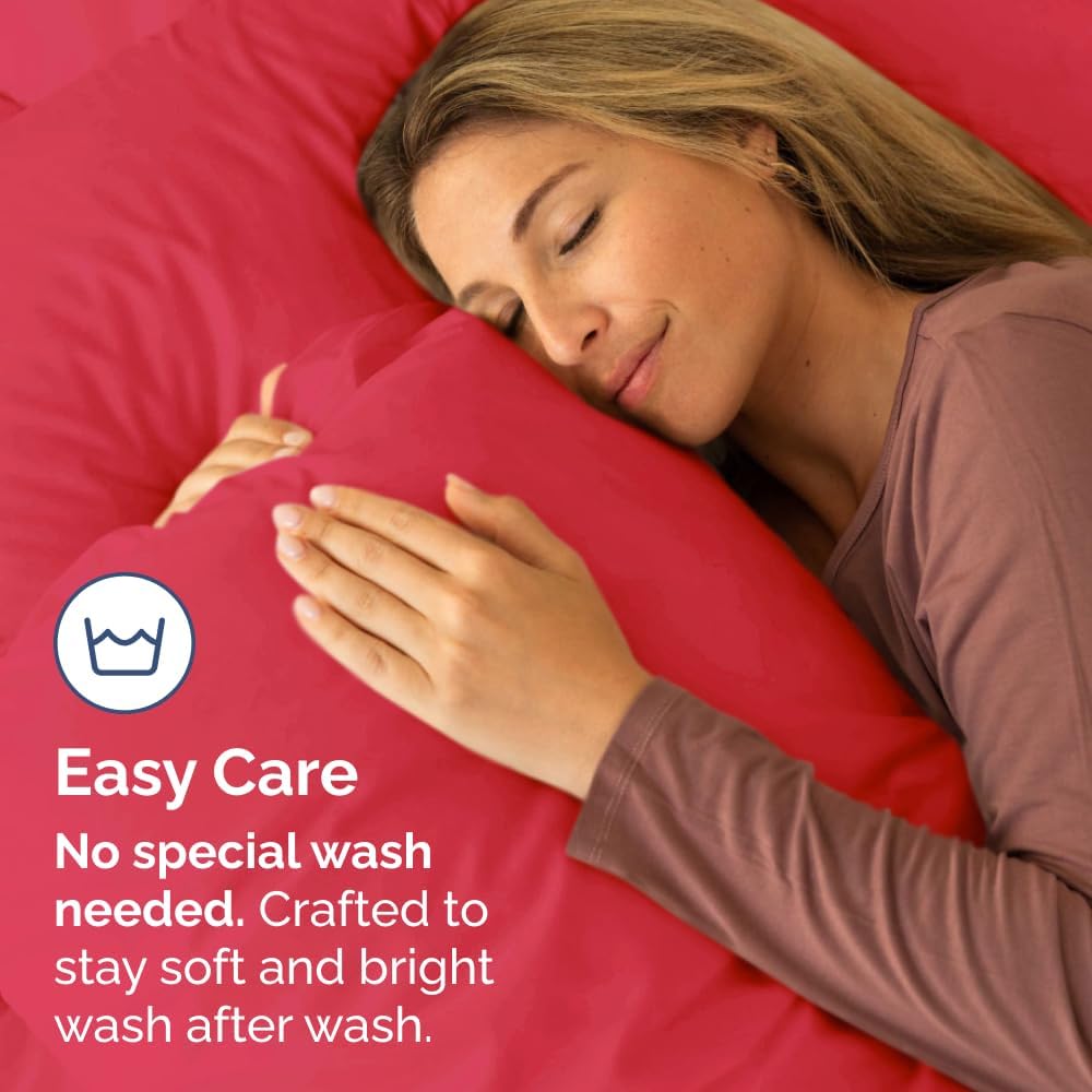 Queen Pillow Cases Set of 4 - Ultra Soft Hotel Quality Pillowcase Covers - Comfy, Cooling & Wrinkle Free - Shrinkage, Stain & Fade Resistant - Machine Washable Pillow Protectors - 4 Piece Set - Red