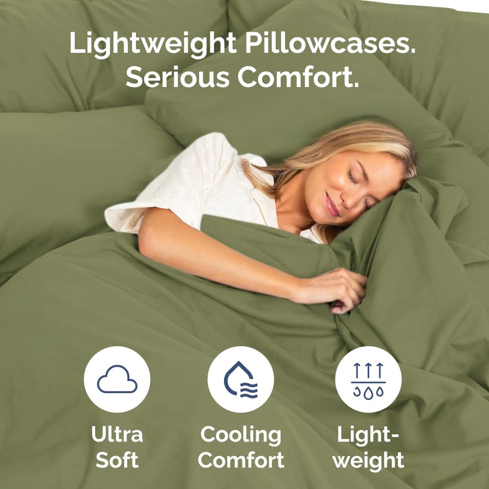 Queen Pillow Cases Set of 6 - Ultra Soft Hotel Quality Pillowcase Covers - Comfy, Cozy & Wrinkle Free - Shrink, Stain & Fade Resistant - Machine Washable Pillow Protectors - 6 Piece Set - Sage Green