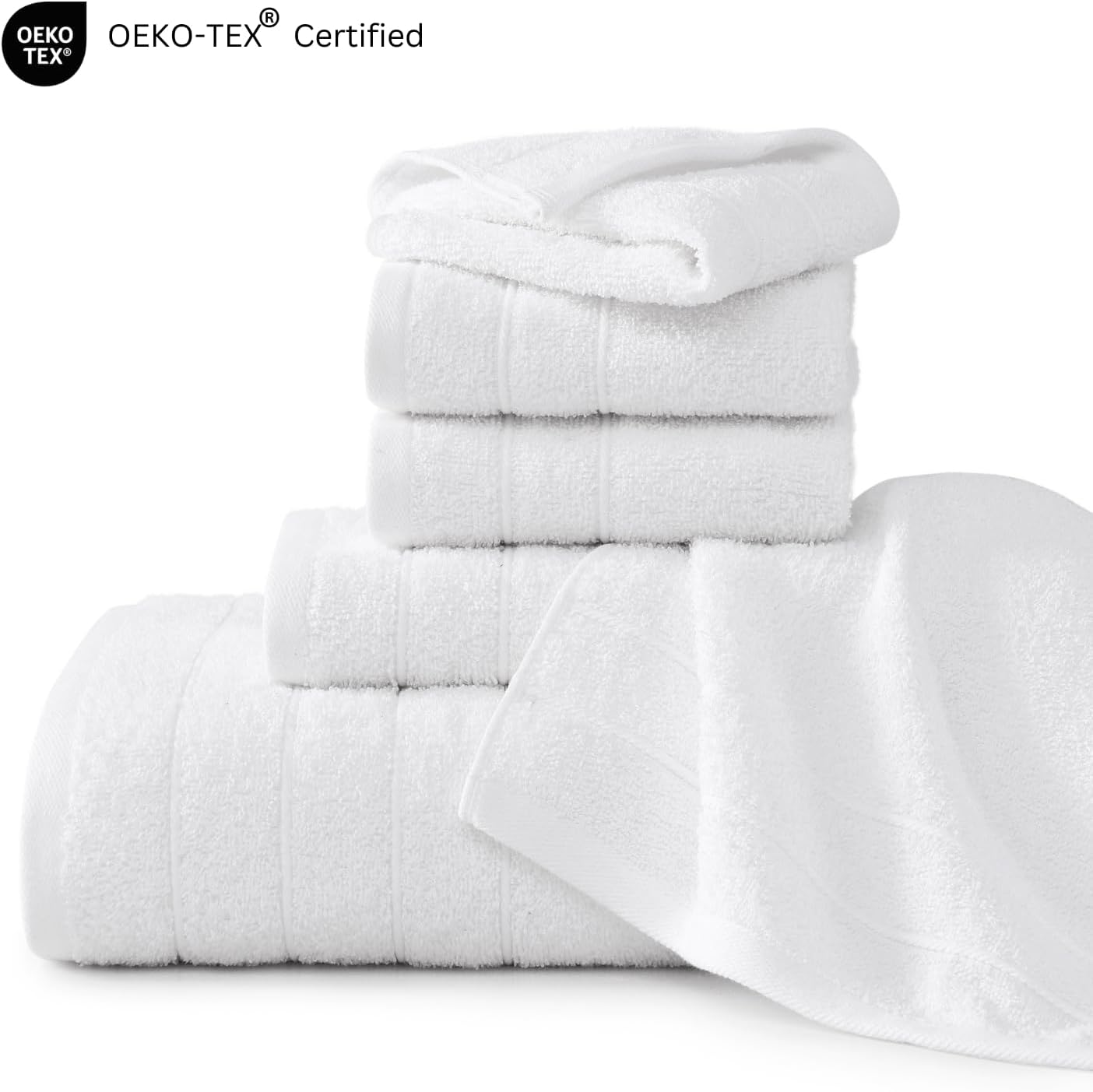 Casa Platino 100% Cotton Luxury Bathroom Towel Set - 12 Pcs - Super Soft, Fluffy & Highly Absorbent - 4 Large Bath Towels, 4 Washcloths, 4 Hand Towels - Complete Family Pack - White Bath Towel Set