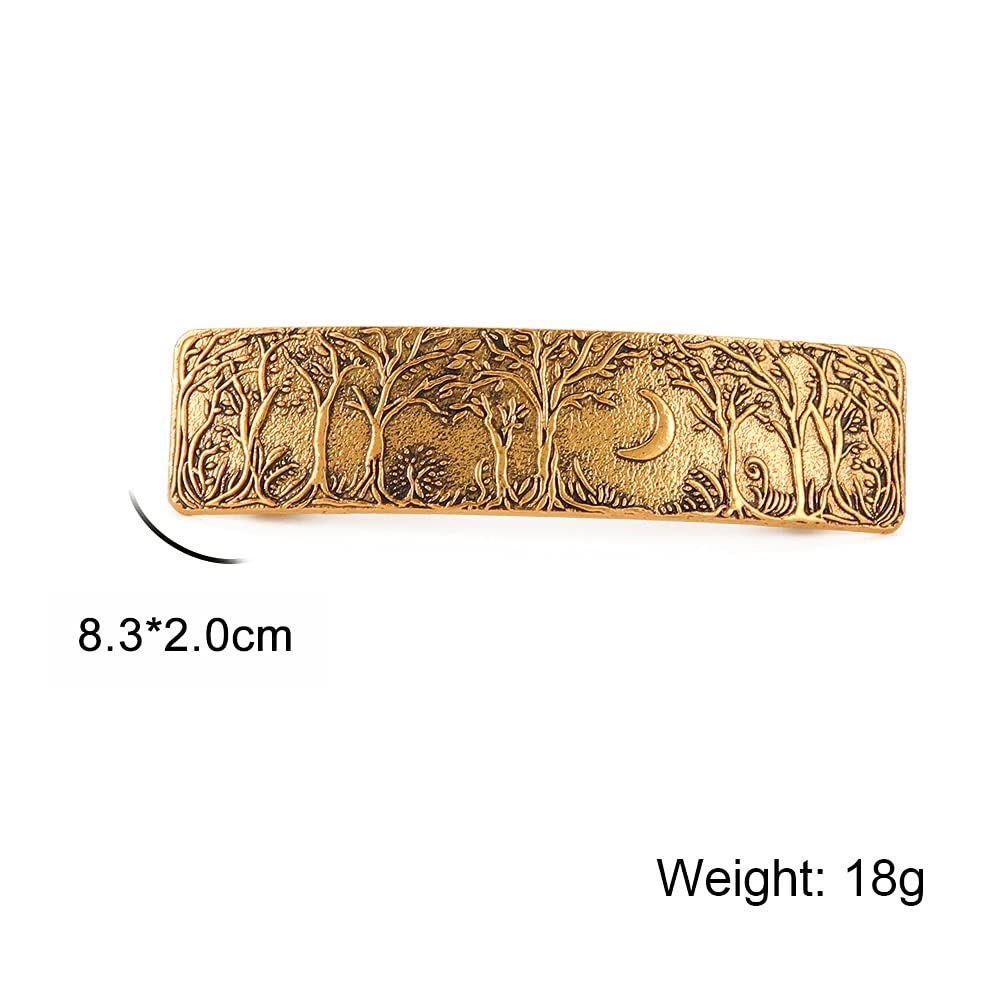 Amaxer Viking Gold Silver Barrettes for Women Girls Celtic Hair Clips for Thick Thin Hair Vintage French Hair Clips Hair Styling Accessories (Gold-Forest)