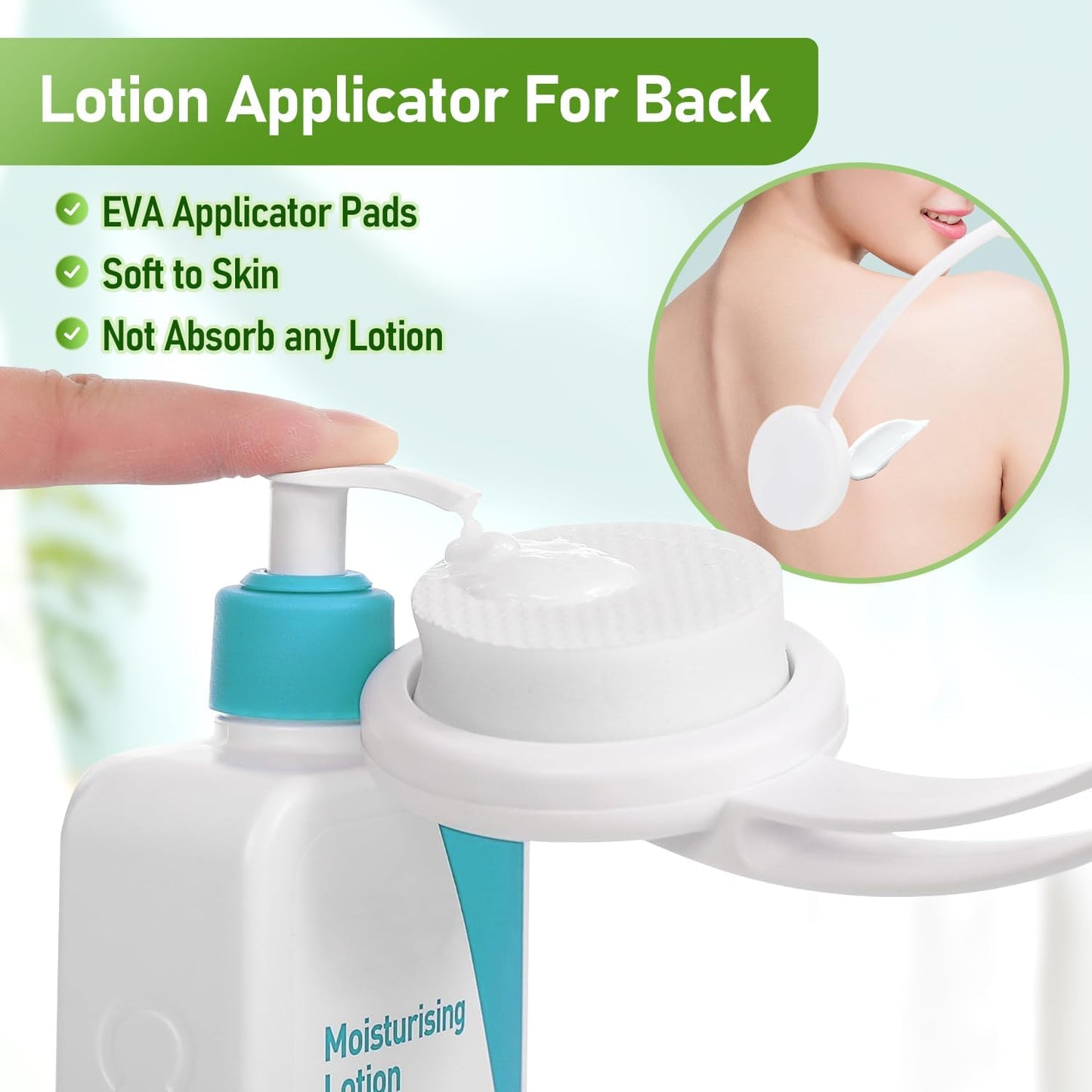 Fanwer 3 in 1 Lotion Applicator for Back Self Elderly & Back Bath Brush for Shower for Men and Women with Long Handle, 18.9in Curved Long Handled Shower Body Brush, Back Scrubber for Shower