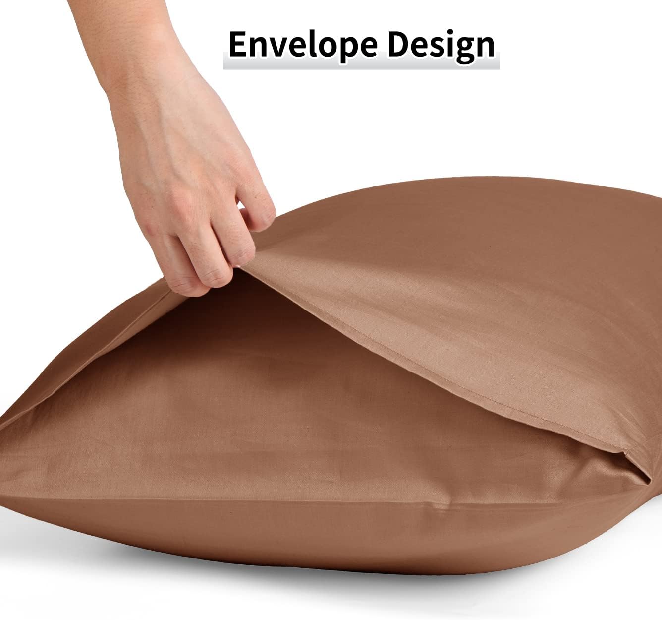 Warmstar Cotton Pillow Cases Queen Size Set of 2, 600 Thread Count Pillowcases 20x30 Inches, Soft Long Staple Cotton Pillowcases Breathable with Envelope Closure,Coffee Brown