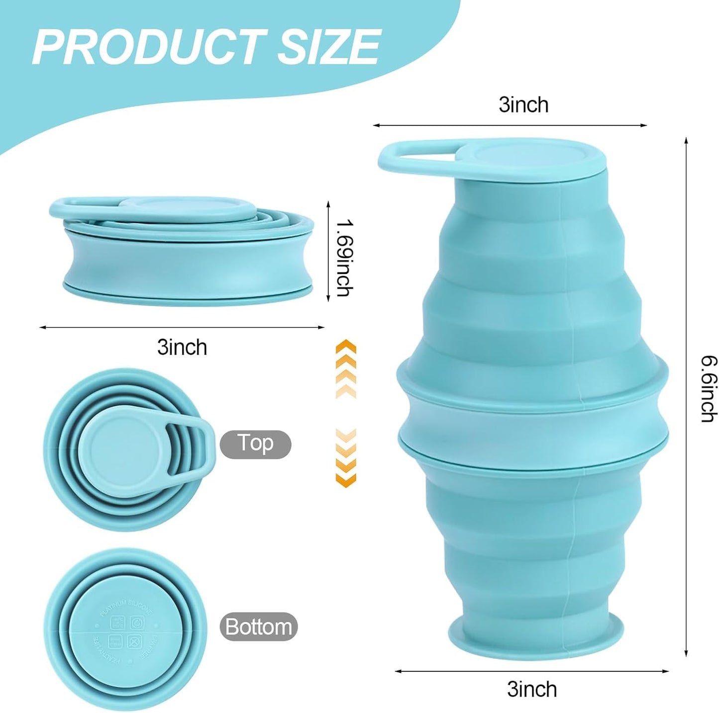 17oz Collapsible Water Bottle,Reuseable BPA Free Silicone Foldable Water Bottles for Outdoor, Travel Gym Hiking,Backpacking Portable & Leakproof,Portable Leak Proof Sports Water Bottle (B)