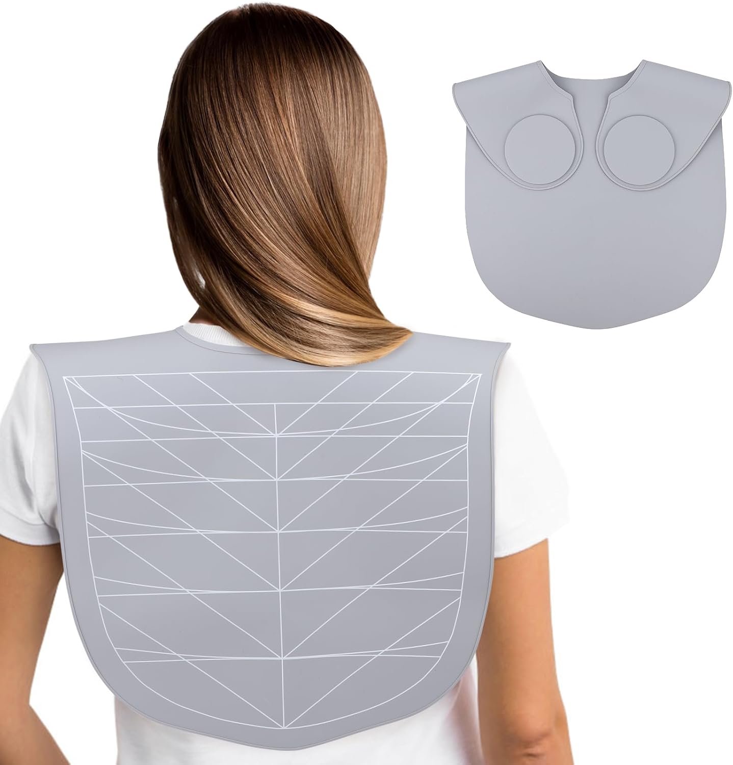 Segbeauty Hair Cutting Guide Mat Gray, Longer Silicone Waterproof Cutting Mat, Professional Salon Hair Cutting Mat with Guidelines Weighted Neck Wrap for Hair Stylist