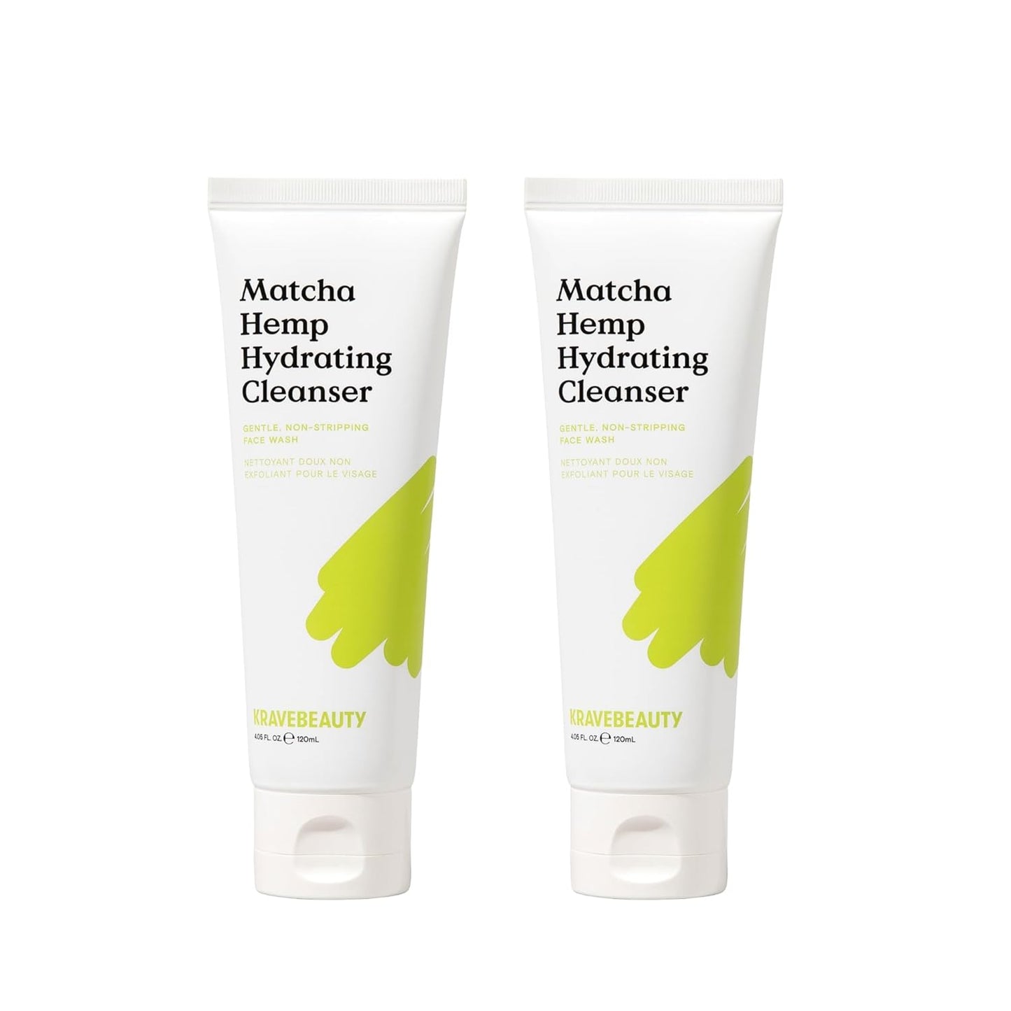 KraveBeauty Matcha Hemp Hydrating Cleanser Duo, Non Stripping Daily Face Wash, Supports Skin Barrier Enriched With Hemp Seed Oil, Suitable For Dry, Sensitive Skin, Vegan & Cruelty Free, 4.05 fl oz x2