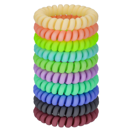 JessLab Spiral Hair Ties for Women, 10-Pack Traceless No-Damage Ponytail Holders, Coils Hair Bands for Girls, Assorted Colors