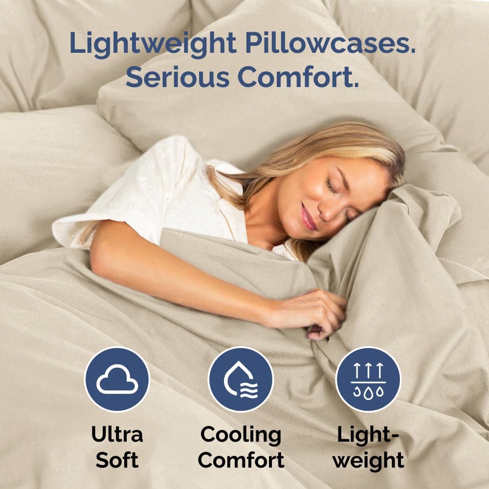 Queen Pillow Cases Set of 2 - Ultra Soft Hotel Quality Pillowcase Covers - Comfy, Cozy & Wrinkle Free - Shrinkage, Stain and Fade Resistant - Machine Washable Pillow Protectors - 2 Piece Set - Wheat