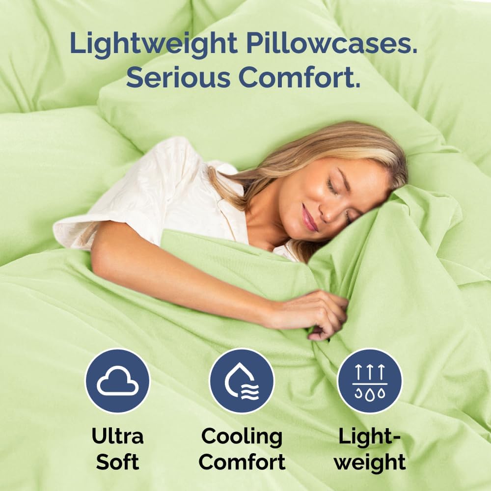 Queen Pillow Cases Set of 4 - Ultra Soft Hotel Quality Pillowcase Covers - Comfy, Cozy & Wrinkle Free - Shrinkage & Fade Resistant - Machine Washable Pillow Protectors - 4 Piece Set - Light Sage Green