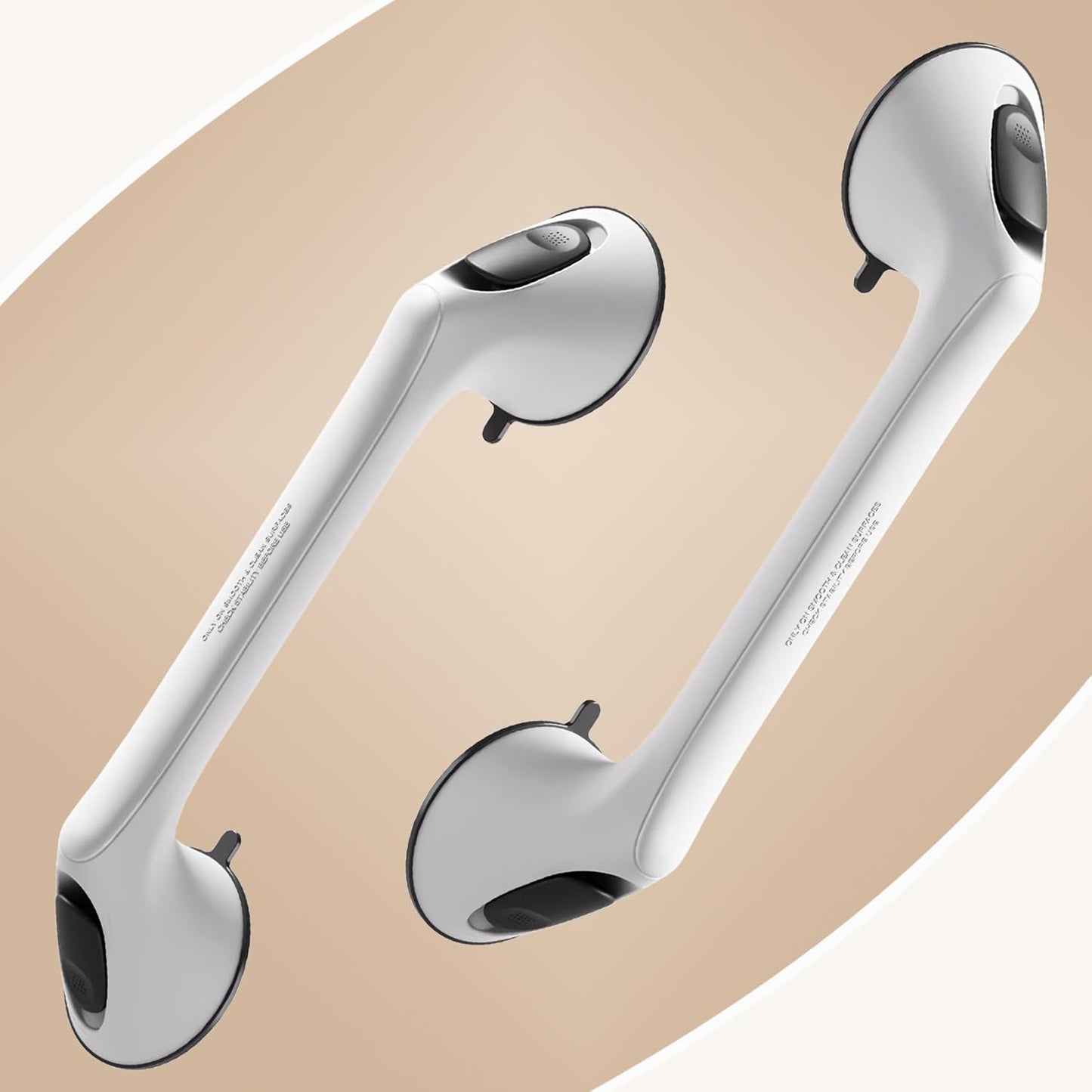 2 Pack 16 Inch Grab Bars for Bathtubs and Showers for Seniors, Heavy Duty Shower Handle for Elderly, Suction Cup Removable Handrails Handicap Bath Grip Bathroom Safety Grips (White and Black