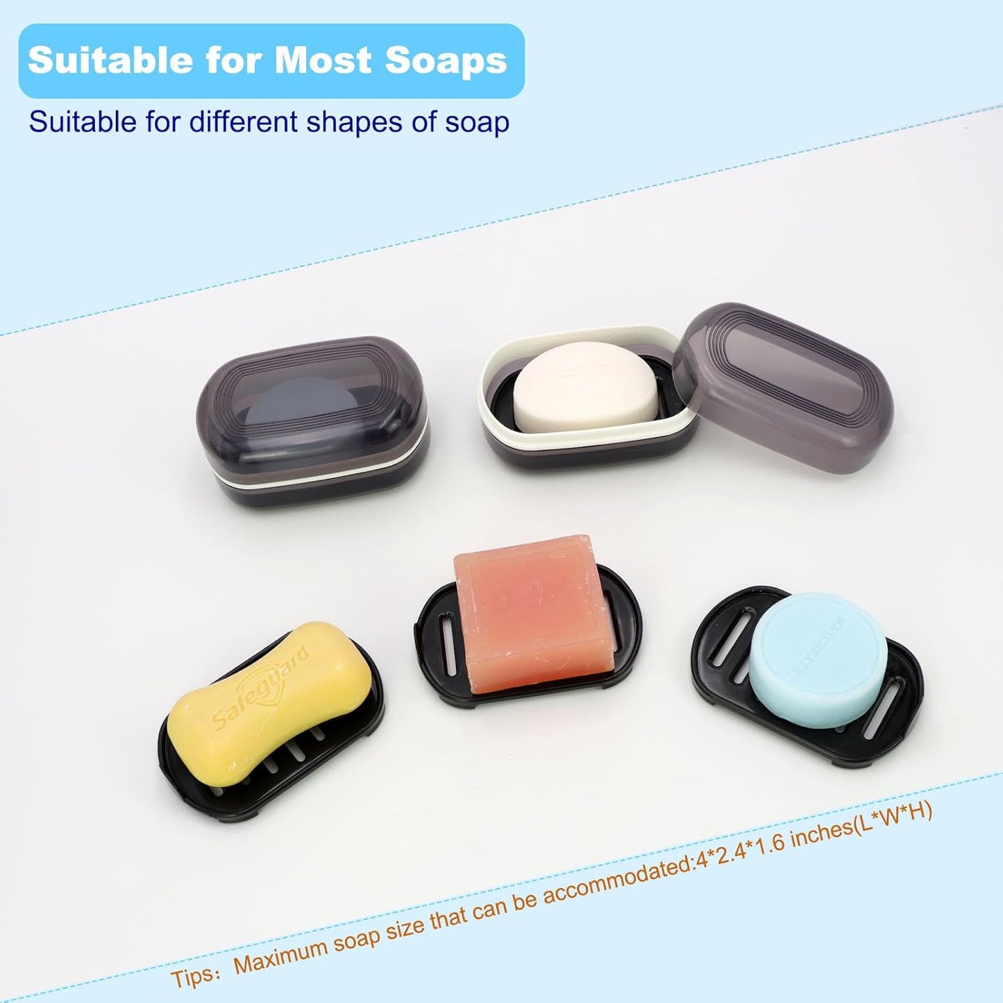 Travel Soap Container, Bar Soap Holder, Portable Soap Case, Soap Dish with Lid for Traveling, Camping, Gym, Bathroom (Black Style-1)