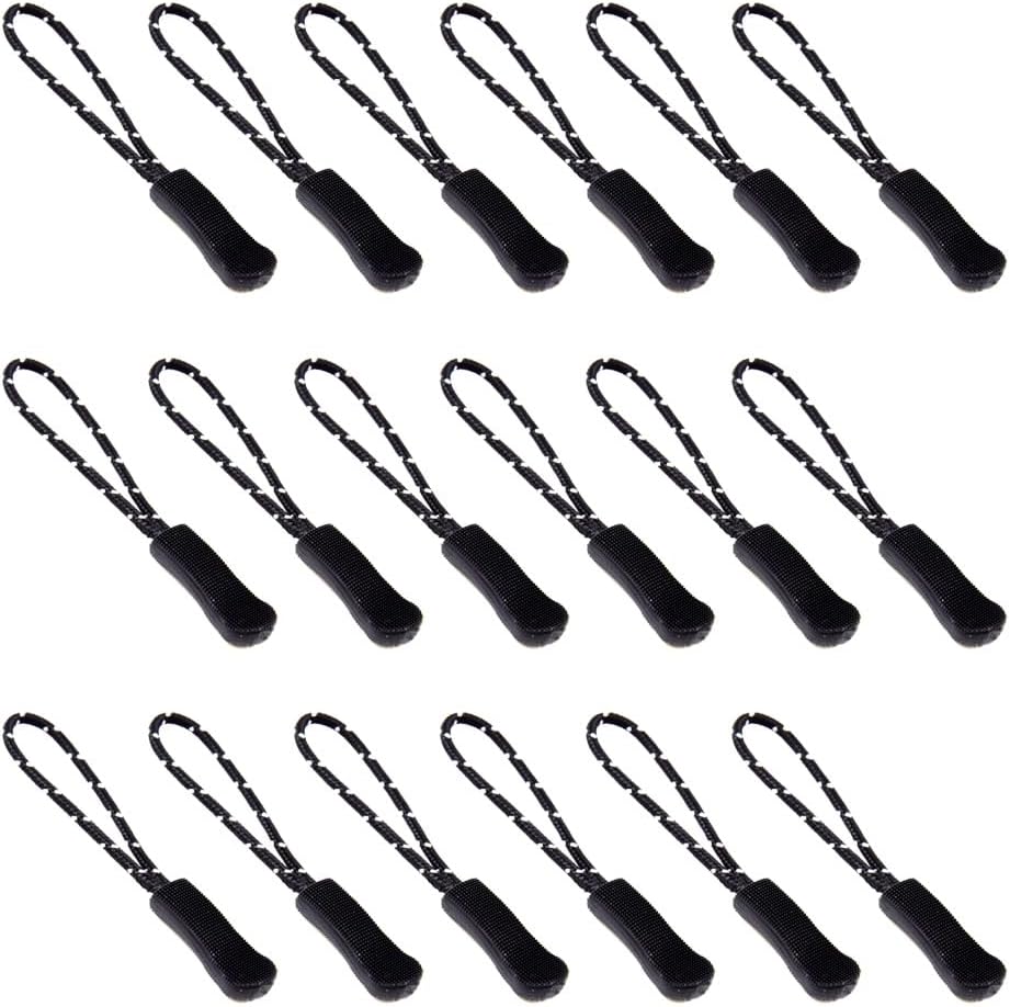 Ruidee 50 Pieces Zipper Pulls Zipper Tabs Zipper Pull Cord Extender Replacement Zipper Pulls for Backpacks, Jackets, Luggage, Purses, Handbags（Black White Dot）