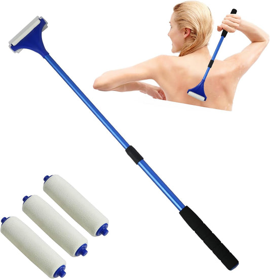 EASACE Lotion Applicator for Back,Portable 21inch Lotion Applicator with Long Handle,Extension Back Applicator Lotion with 3 Replacement Roller for Back self(Blue)