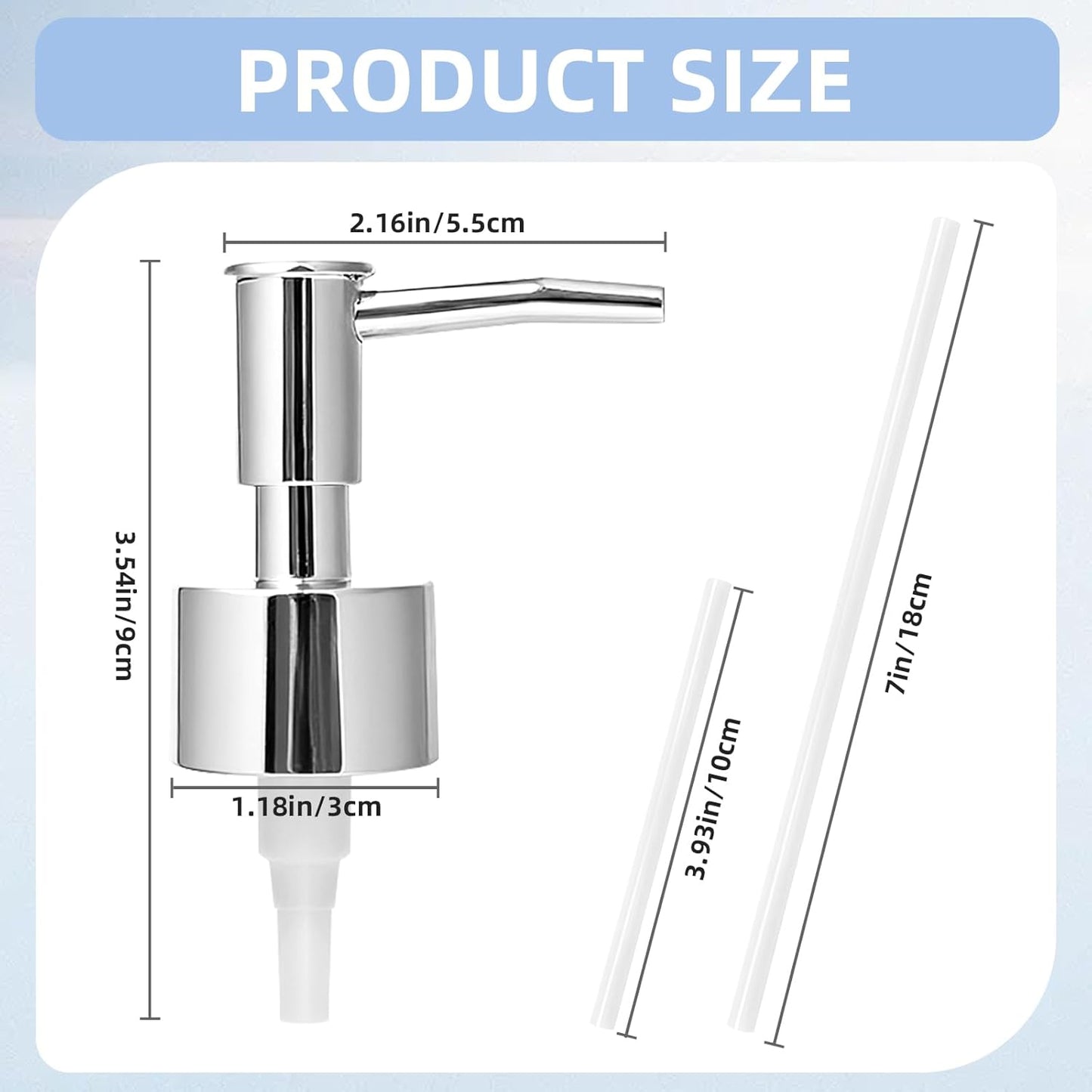 2 Pack Soap Dispenser Pump Replacement,Reusable Pump Head Replacement for Lotion Soap Dispenser Bottle,Lotion Bottle Pump Replacement(Silver)