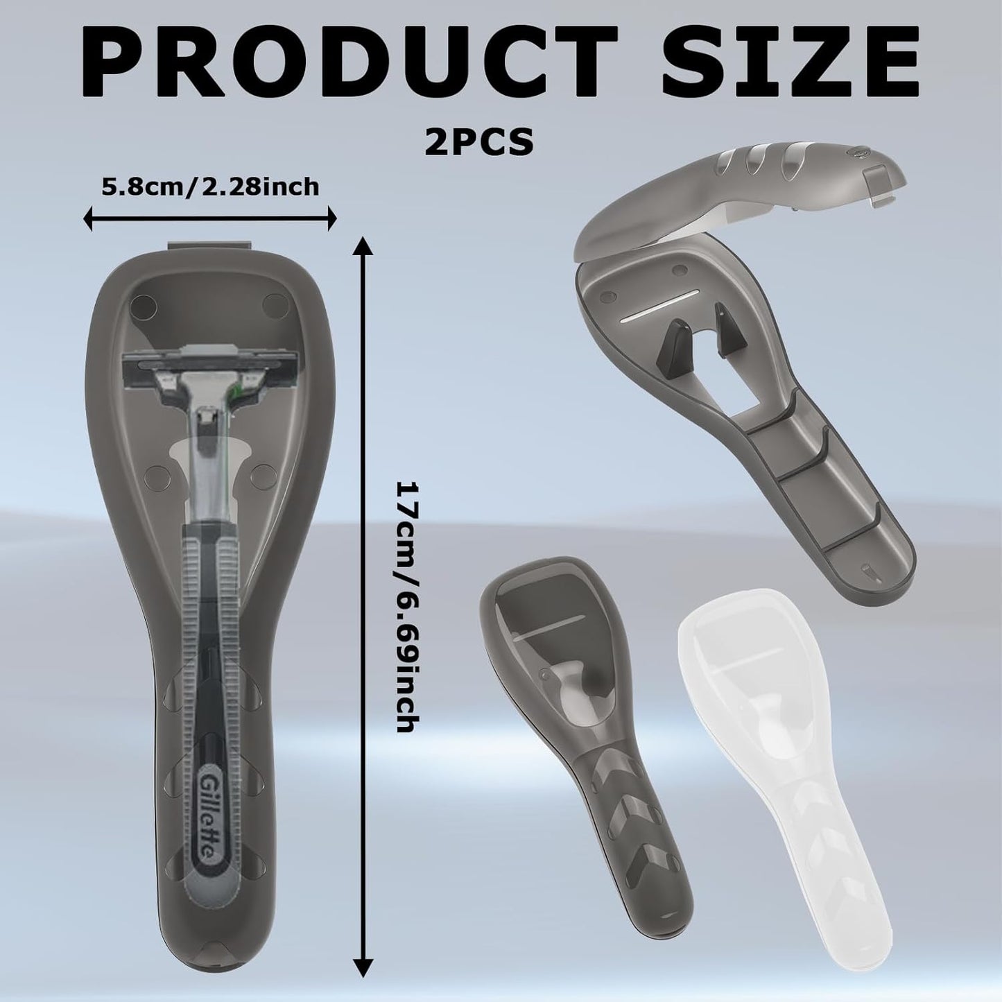 2PCS Plastic Portable Traveling Men Manual Razor Protector, Universal Portable Shaver Storage Box/Travel Razor Cover Case, Manual Razor Traveling Case Transparent