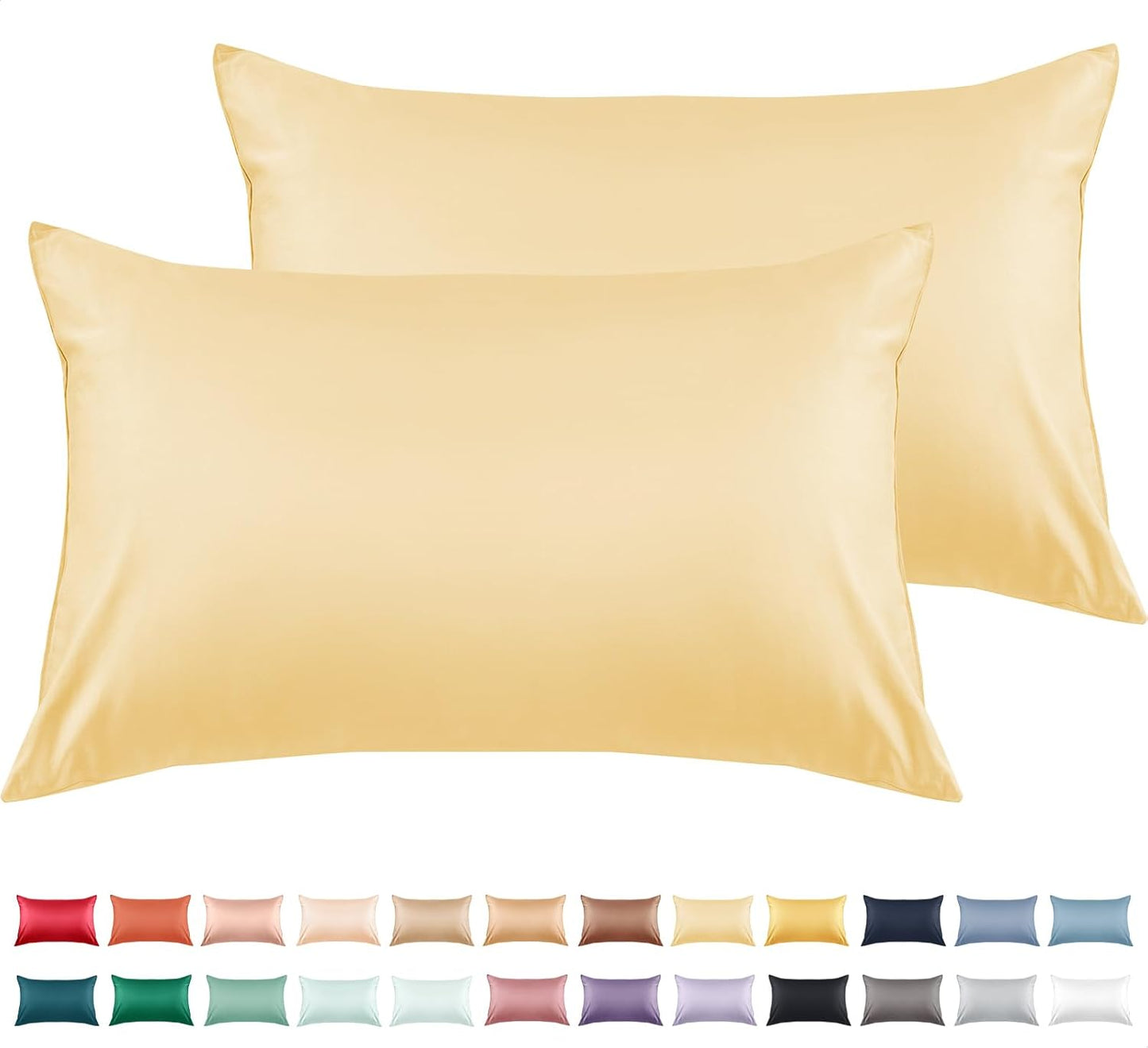 Warmstar Cotton Pillow Cases Standard Size Set of 2, 600 Thread Count Pillowcases 20x26 Inches, Soft Long Staple Cotton Pillowcases Breathable with Envelope Closure, Mustard Yellow