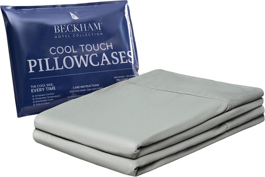Beckham Hotel Collection Cooling Pillowcases for Hot Sleepers, King Size Set of 2, Cool Bedding, Envelop Closure, Silky Soft, Breathable, Moisture-Wicking, Dark Gray