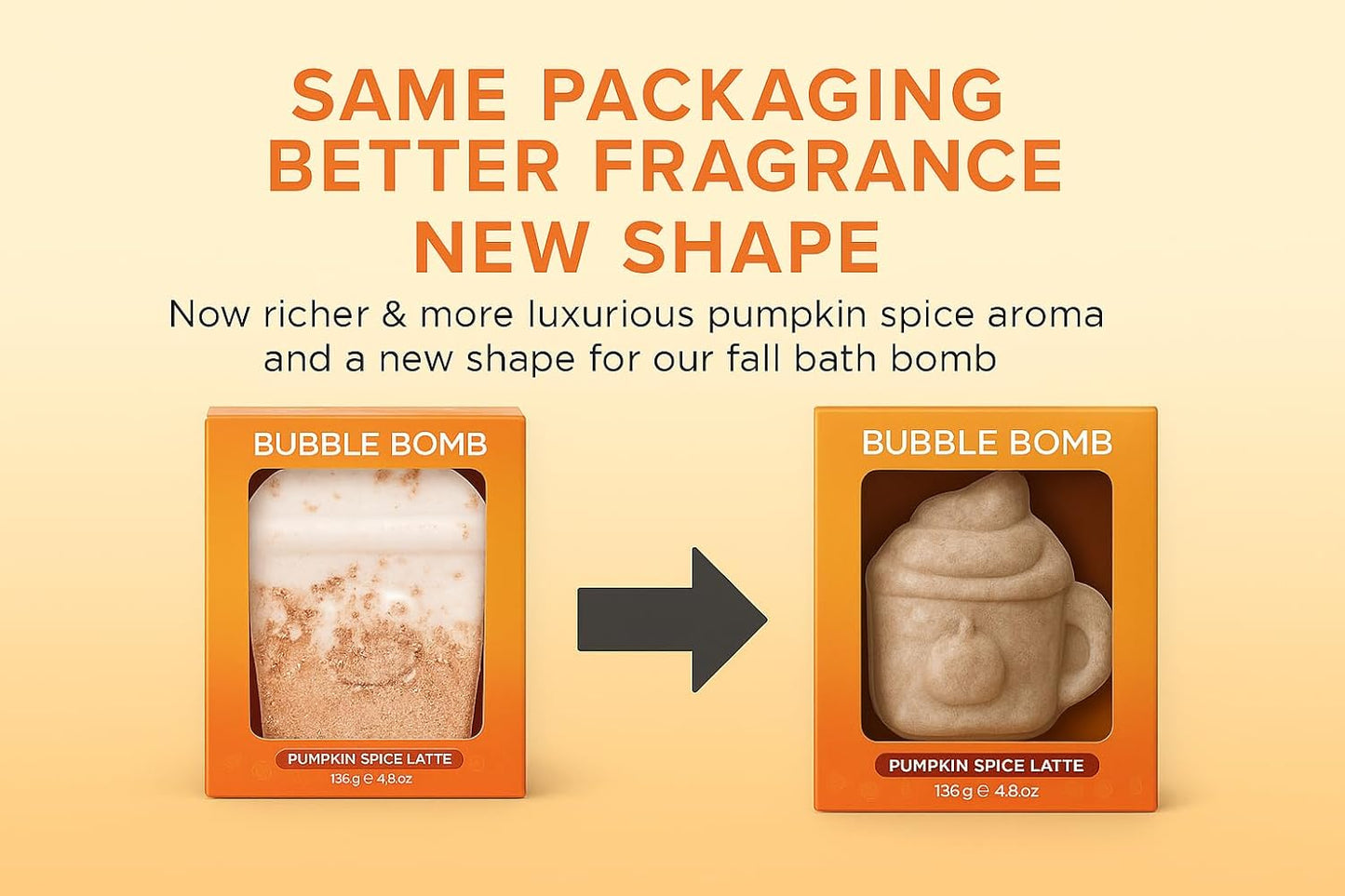 Pumpkin Spice Latte Bath Bomb for Women & Girls – Luxury Fall Bath Bombs (Giftable Packaging) - Natural & Relaxing Fall Gift - Vanilla, Cinnamon & Pumpkin Scented - Boo Basket Stuffers for Women