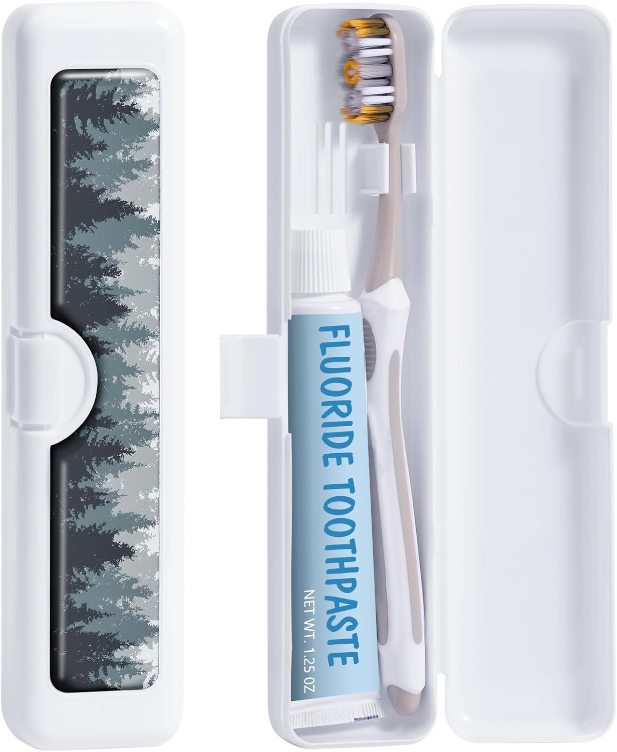 Toothbrush Travel Case - Colorful Pattern, Holder and Covers for Toothbrushes, Includes Tongue Scraper Case