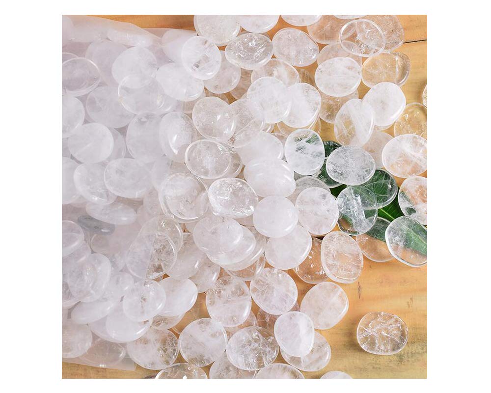 7 Pieces Natural Clear Quartz Massage Stones Set for professional or home spa (White Crystal)