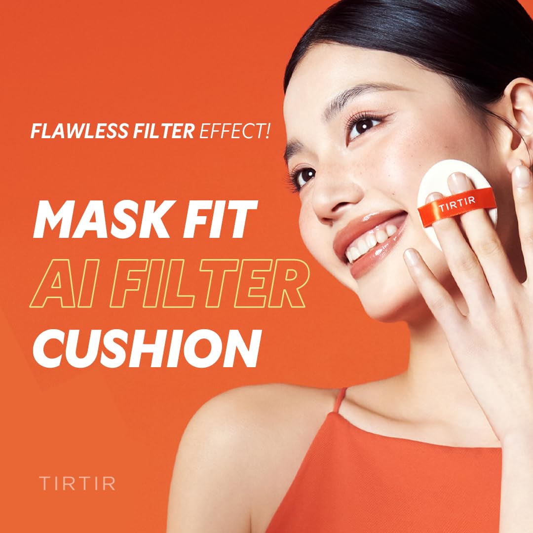 [*Mini Size*] TIRTIR Mask Fit Ai Filter Cushion Foundation | AI-Like Semi-Matte Finish - Up to 72-Hour Medium to Full Coverage Korean BB Cushion Make up Beauty, #27N Camel, 0.15 Fl Oz