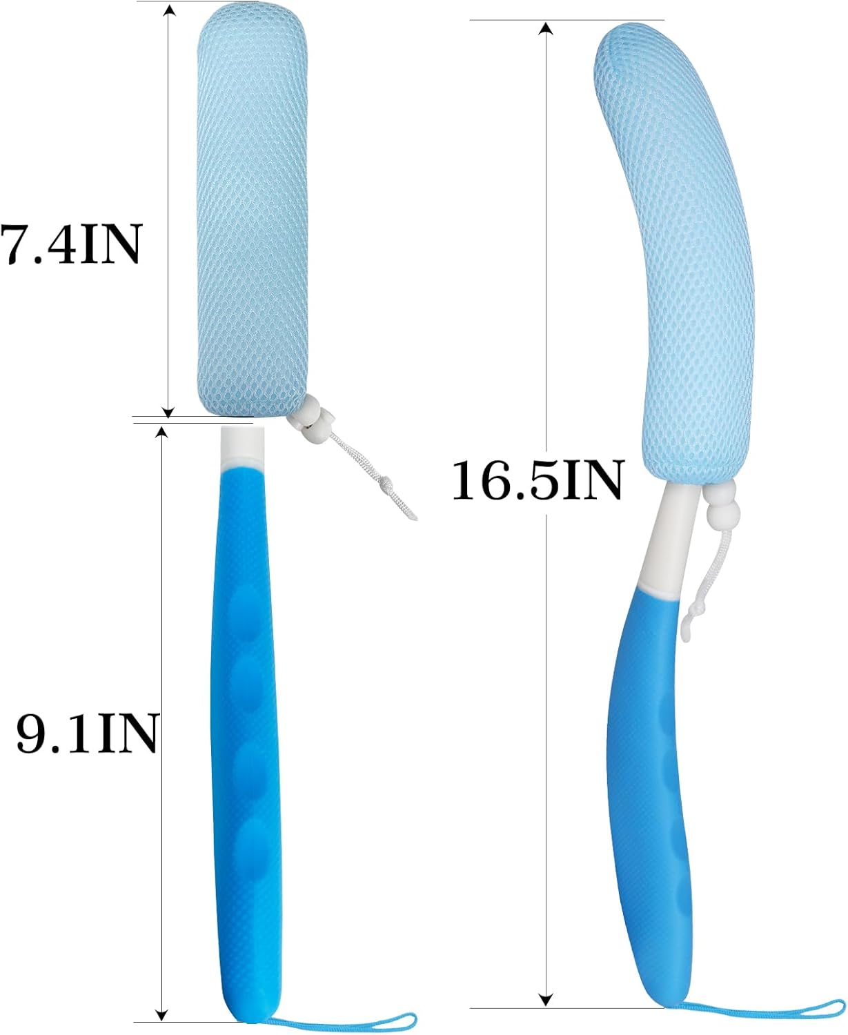 Long-Handle Back Bath Brush, with Anti-Slip Long-Handle Back Scrub net, is Used for Auxiliary Bath and Shower for The Elderly and People with Limited Activities (Blue-White)