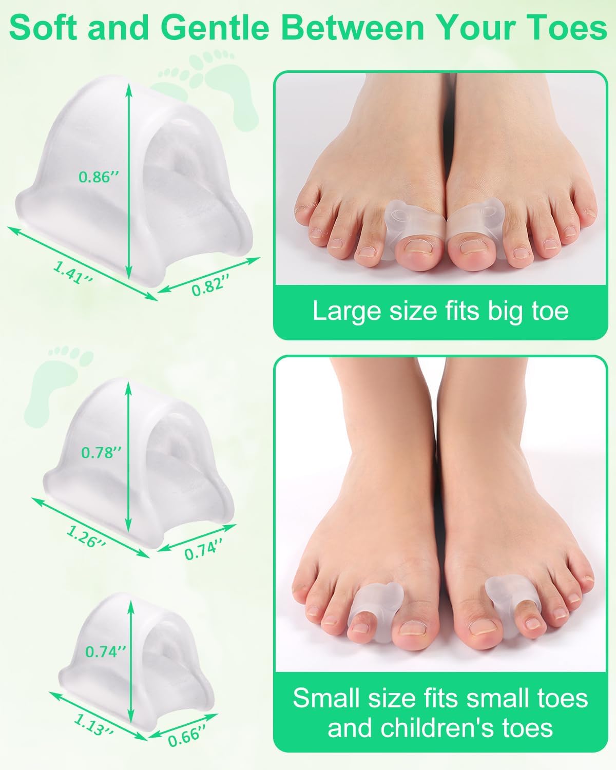 10Pcs Hammer Toe Corrector Straighteners for Women and Men Curled Toes, Crooked, Claw, Hammertoe, Soft Gel Toe Splints for Straightening, Clear Bunion Spacer Separators (Large)