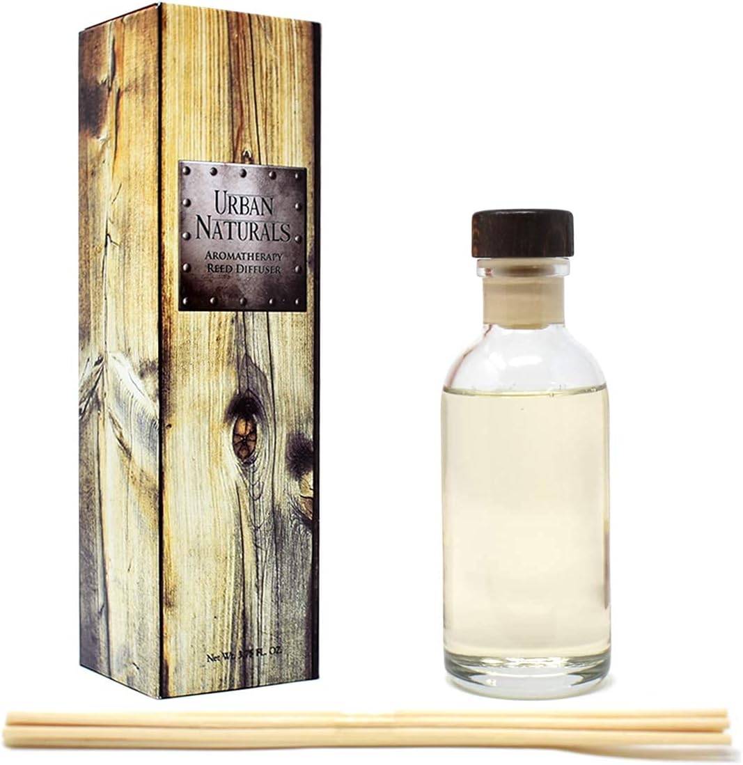 Urban Naturals Warm Vanilla Amber Reed Diffuser Gift Set | Creamy. Warm. Sultry. Notes of Sandalwood, Amber & Smoked Vanilla | Made with Essential Oils & Real Botanical Pieces