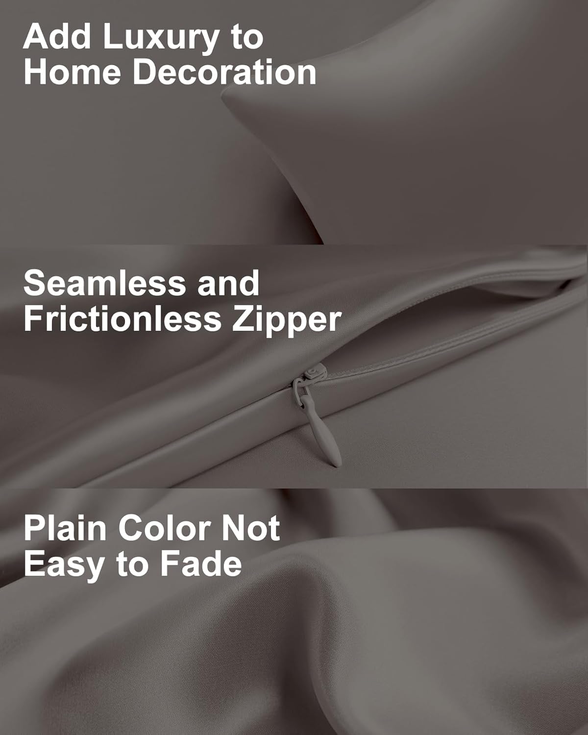 THXSILK Set of 2 Mulberry Silk Pillowcases, 100% Pure Mulberry Silk, 19 Momme 6A+ Grade, Silk Pillowcase for Hair and Skin, King Size Pillow Case with Hidden Zipper, Dark Grey