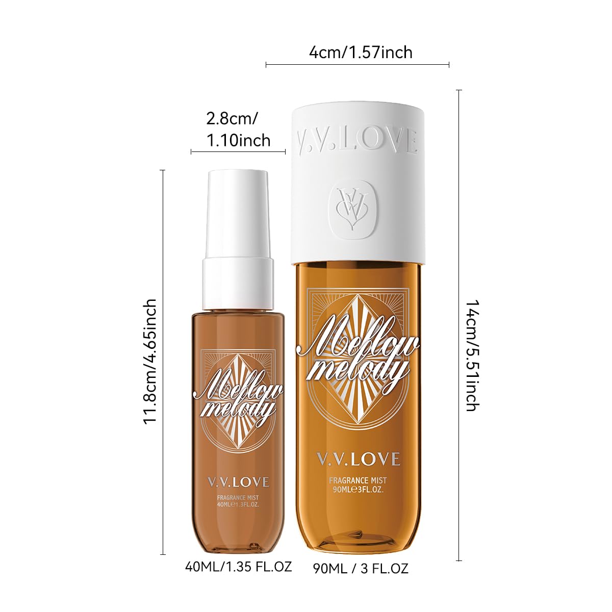 Hongsheng 2 PCS Women's Body Mist and Hair Fragrance Travel Set, 3 Fl Oz + 1.3 Fl Oz Spray, Sweet Scented Perfume Gift Set for Women (Caramel Macadamianuts)