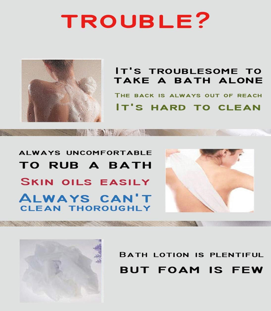 AARainbow 4 Packs Long Stretch Back Sponge with Rope Handles Back Scrubber Bath Shower Mesh Sponge Exfoliating Body Scrub Stretch Braided Loofah for Men and Women (2 Gray+2 Lotus Pink)