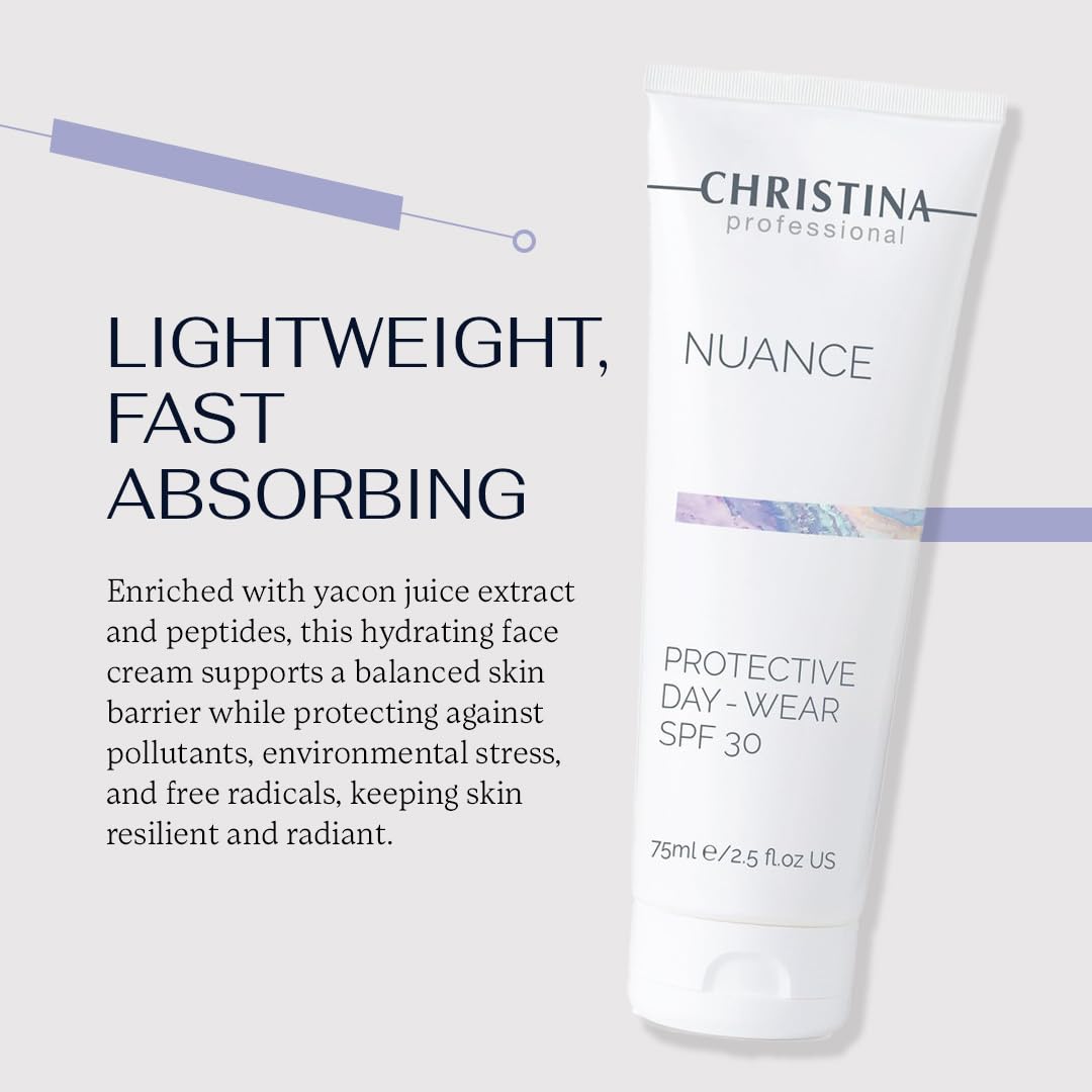 -CHRISTINA- Protective Day Cream SPF 30 - Hydrating Face Moisturizer - Anti-Pollution & Skin Barrier Support - Hyaluronic Acid & Peptides - Daily Skincare for Women - Lightweight Sunscreen - 75 ml