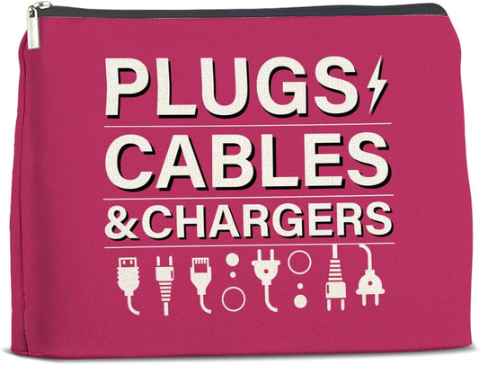 Pink Charger Storage Makeup Bag Gifts for Women Cosmetic Bag Zipper Pouch for Travel Vacation Business