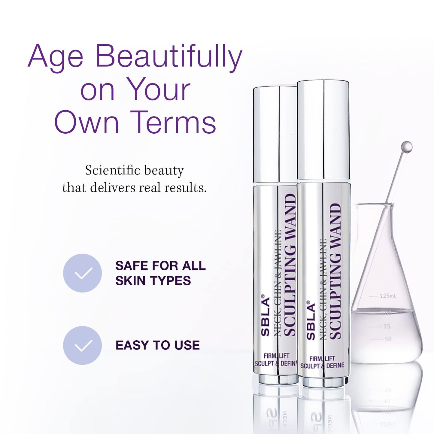 SBLA Beauty - Neck, Chin & Jawline Sculpting Wand - Pack of 2 * 0.7 Fl Oz / 20mL - Lifts & Firms the Neck, Chin, Jawline & Decollete - Reduces Lines & Wrinkles - Smooths, Tightens Sagging Skin