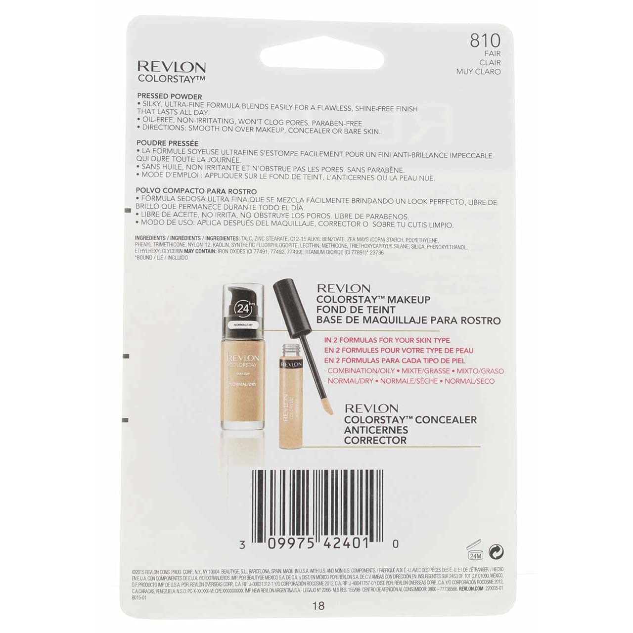 Revlon ColorStay Pressed Powder, Fair [810] 0.3 oz (Pack of 4)