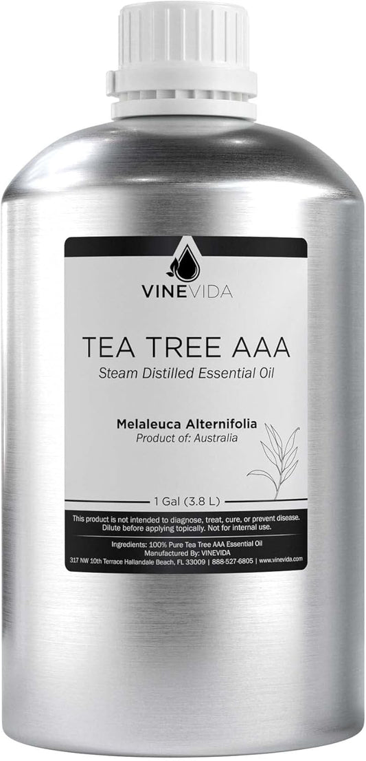 VINEVIDA Tea Tree Essential Oil - Gallon Undiluted - Bulk for Soap Making & Candle Scents - 8 lbs
