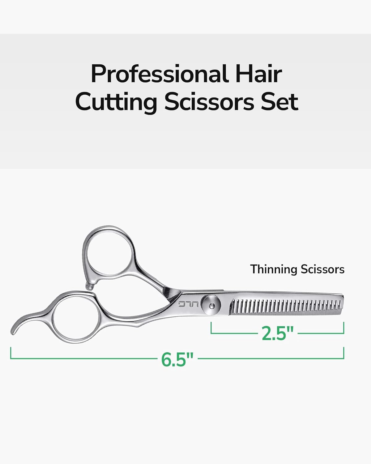 ULG Hair Thinning Scissors, Thinning Shear for Hair Cutting 6.5 inch Right-Hand Barber Scissors Salon Texturizing Shears Made of Japanese Stainless Steel, Silver