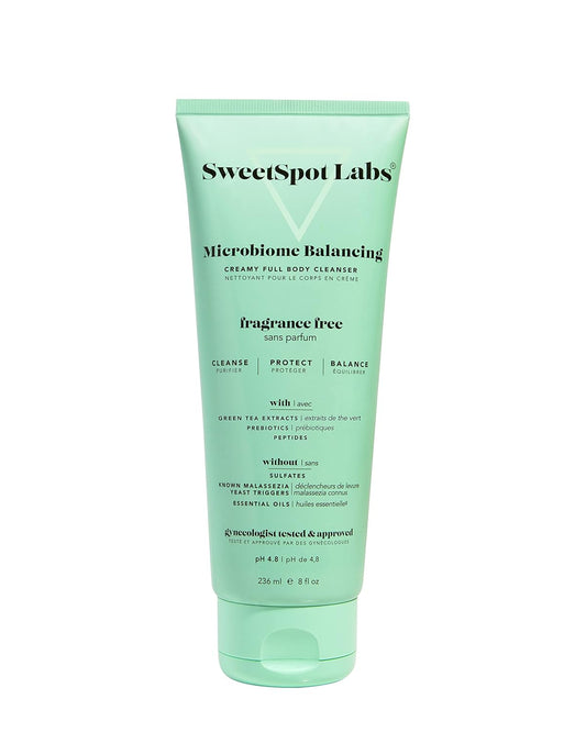 SweetSpot Labs Microbiome Balancing Feminine Wash, Clean, Gynecologist Tested & Approved, pH Balanced Body Wash, Unscented & Sulfate Free, 8 oz