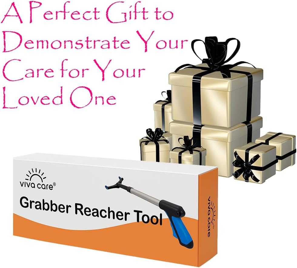 VIVA CARE Grabber Reacher Pickup Tool – Foldable, Lightweight, an Arm Extension for Seniors and Injured [Rose]