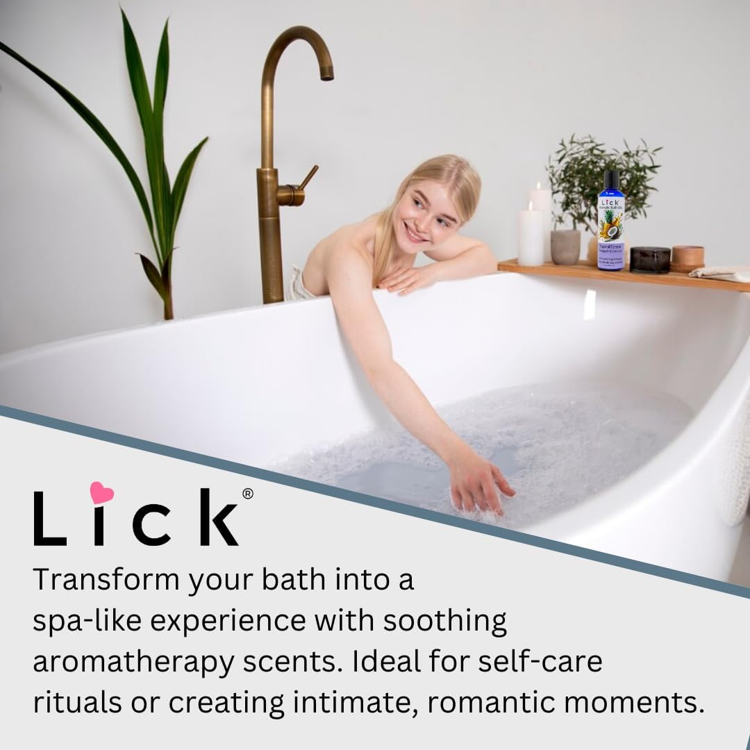 Tropic Escape Aromatic Bath Oil - Pineapple and Coconut. Natural Sweet Almond, Vitamin E & Jojoba Oils for Luxurious Experience for Women. 12 Enchanting Aromas, Made in USA 4 fl oz