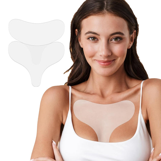 Chest Wrinkle Patches - Reusable Silicone Décolletage Pads for Side Sleeping, Anti Chest Wrinkles, Overnight Cleavage Smoothing Patches for Neck and Chest Care, Washable and Reusable, 2 Pcs