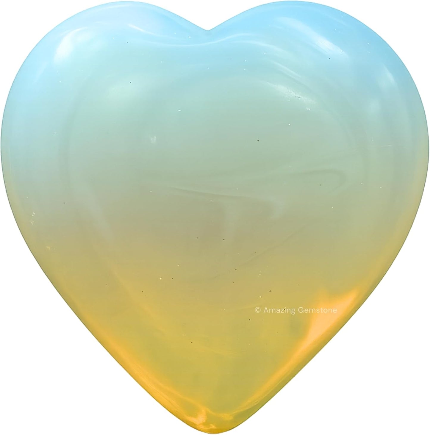 Opalite Crystal Heart Palm Stone - Pocket Massage Worry Stone for Natural Body Chakra Balancing, Reiki Healing and Crystal Grid