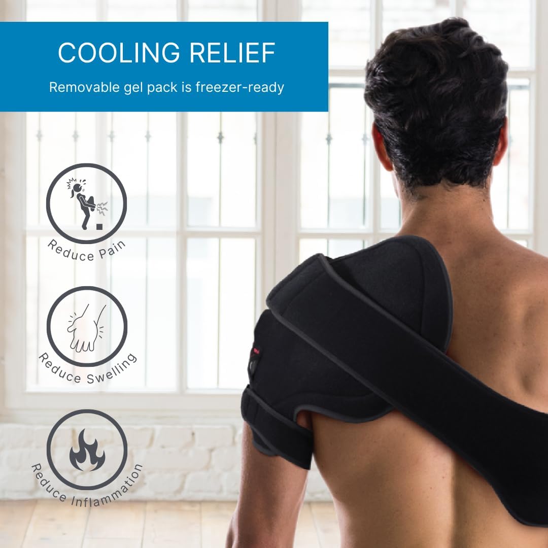 NatraCure Advanced Hot or Cold Therapy Shoulder Ice Pack Wrap, Shoulder Brace for Shoulder Pain Relief - (Heating Pad for Rotator Cuff Injuries, Surgery, Gym Injuries, Baseball, Pitching) - 16032