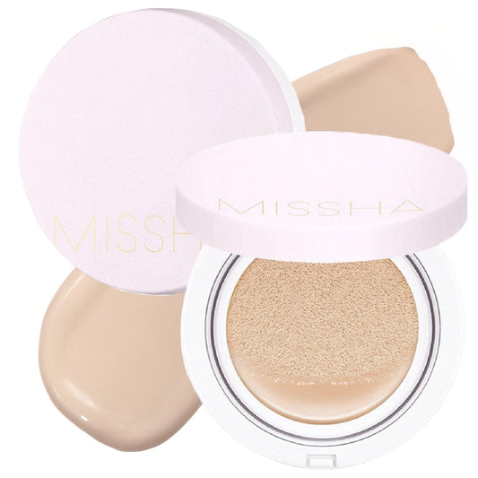 MISSHA Magic Cushion Foundation No.21 (2 Pack) Light Beige for Bright Skin - Flawless Coverage,Dewy Finish,Easy Application for All Skin Types